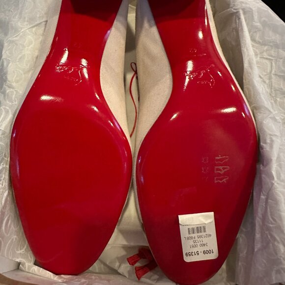 Christian Louboutin MISS DUVETTE 55 Cutout Block Heels Pumps Shoes Leche - Picture 13 of 15